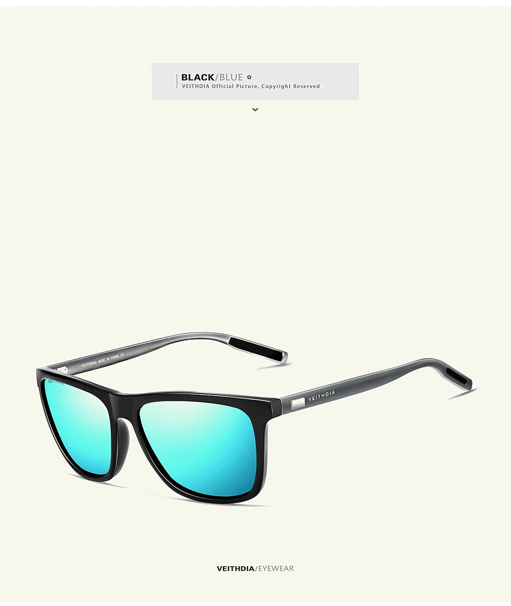 VEITHDIA Brand Sunglasses Unisex Retro Aluminum+TR90 Sunglasses Polarized Lens Vintage Eyewear Sun Glasses For Men/Women 6108