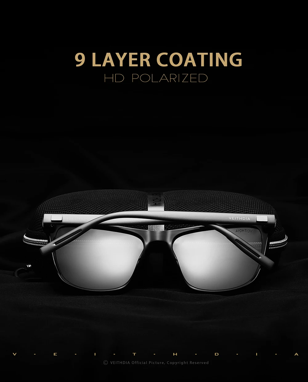 VEITHDIA Brand Sunglasses Unisex Retro Aluminum+TR90 Sunglasses Polarized Lens Vintage Eyewear Sun Glasses For Men/Women 6108