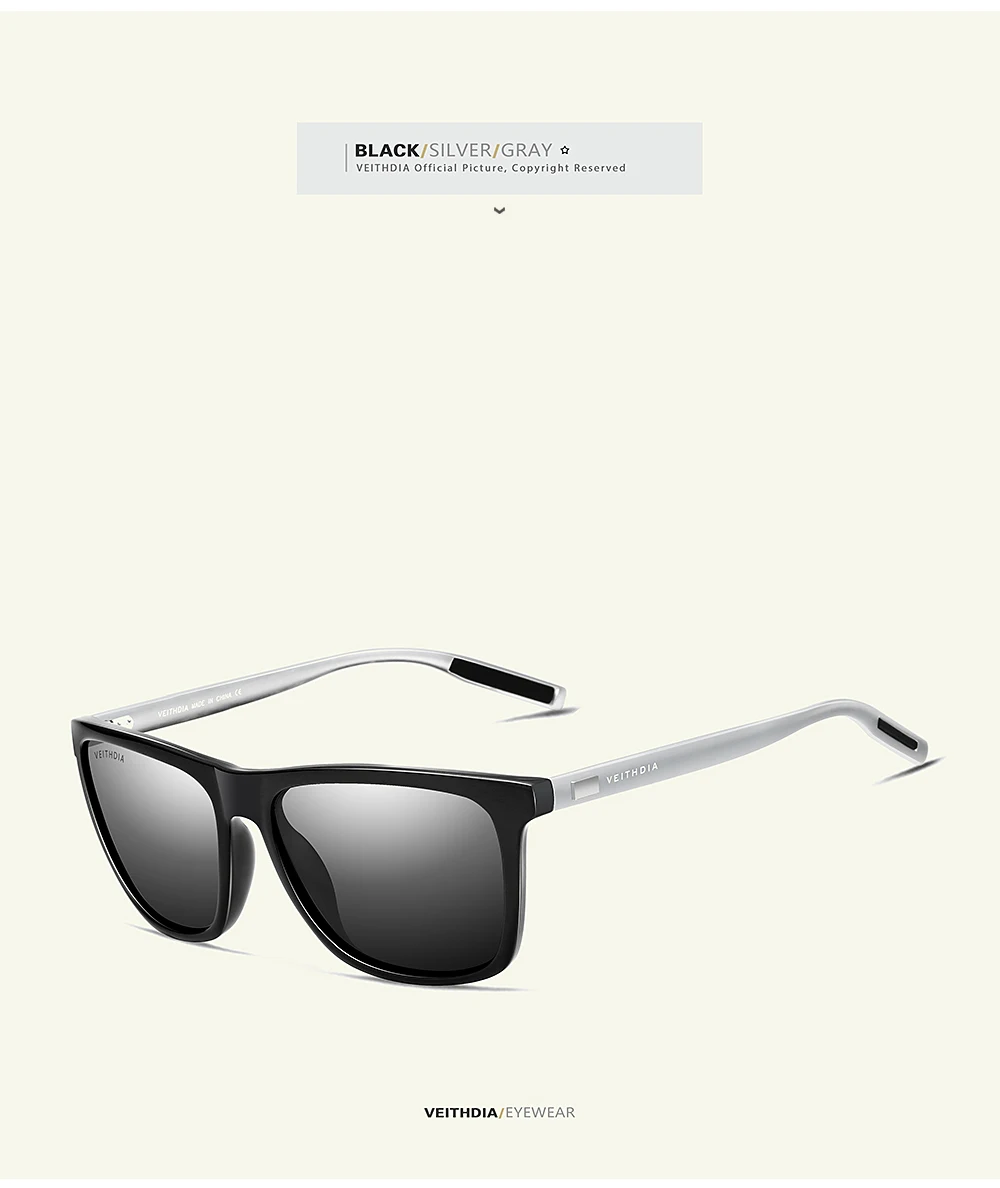 VEITHDIA Brand Sunglasses Unisex Retro Aluminum+TR90 Sunglasses Polarized Lens Vintage Eyewear Sun Glasses For Men/Women 6108