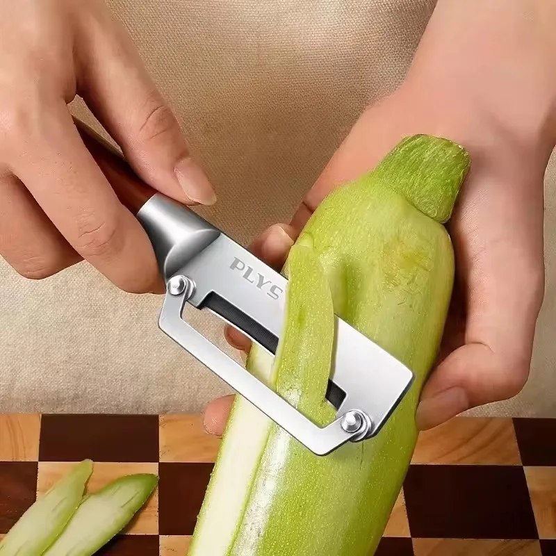 Stainless Steel Peeler Multi-Function Kitchen-Specific Peeler for Slicing Fruits and Vegetables with Wooden/ Steel Handle