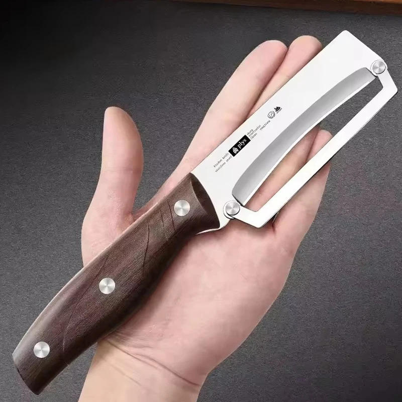 Stainless Steel Peeler Multi-Function Kitchen-Specific Peeler for Slicing Fruits and Vegetables with Wooden/ Steel Handle