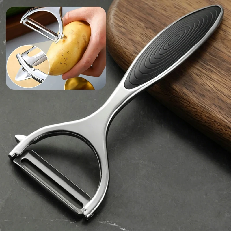 Stainless Steel Peeler Multi-Function Kitchen-Specific Peeler for Slicing Fruits and Vegetables with Wooden/ Steel Handle