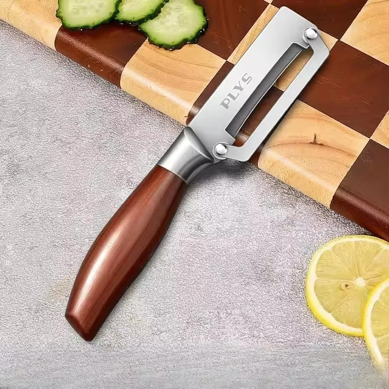 Stainless Steel Peeler Multi-Function Kitchen-Specific Peeler for Slicing Fruits and Vegetables with Wooden/ Steel Handle