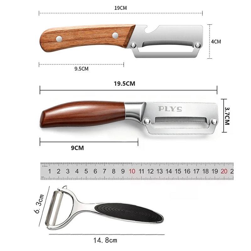Stainless Steel Peeler Multi-Function Kitchen-Specific Peeler for Slicing Fruits and Vegetables with Wooden/ Steel Handle