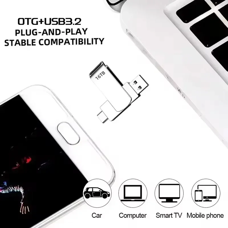 16TB Flash Drive USB 3.2 High Speed Metal Transfer Waterproof C Disk Type-C Large Storage for Phone Computer PC Data New 2026