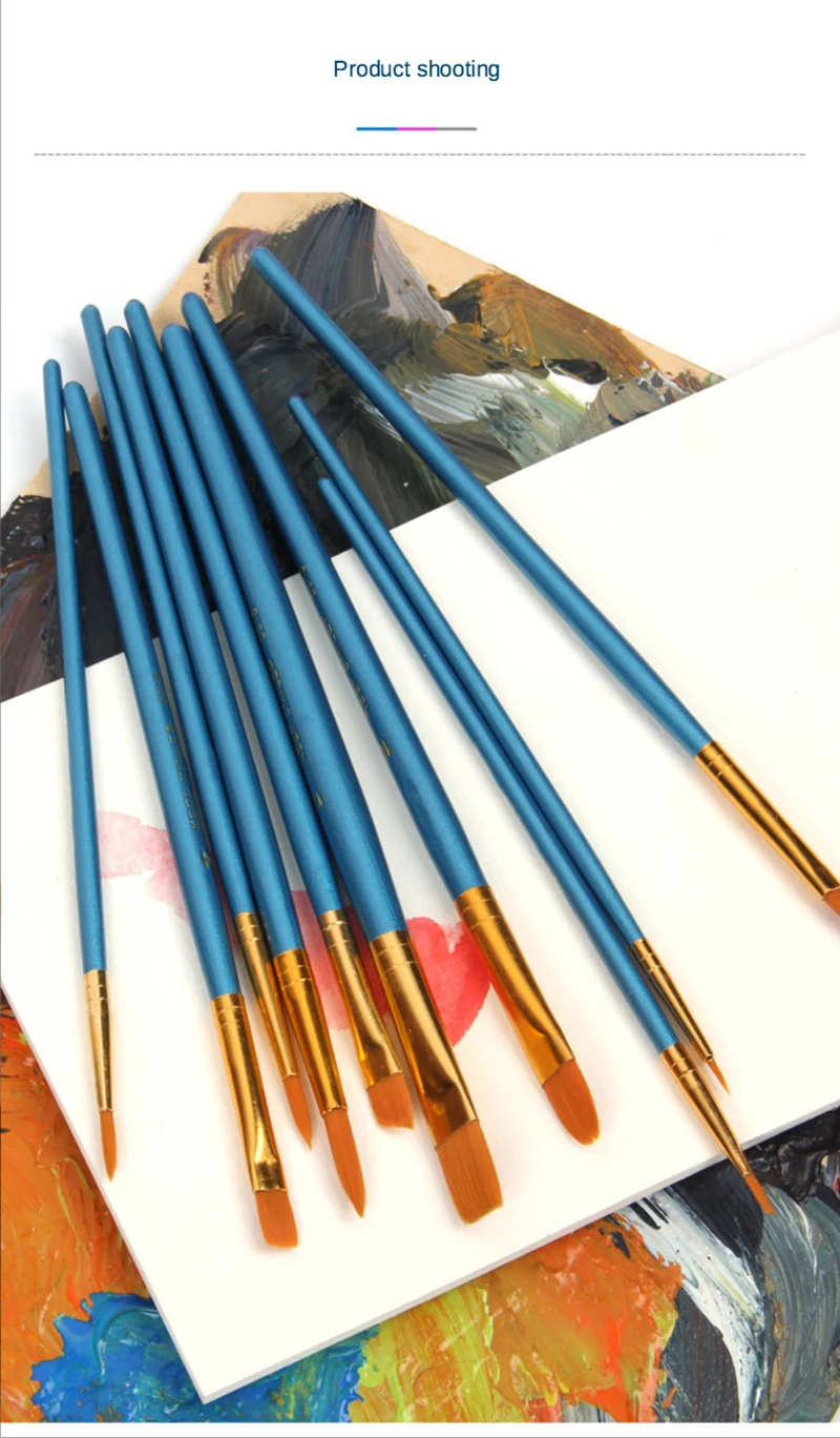 10 Pcs Artists Paint Brush Set Acrylic Watercolor Round Pointed Nylon Tip Hair Multifunction hook line short pointed Pen