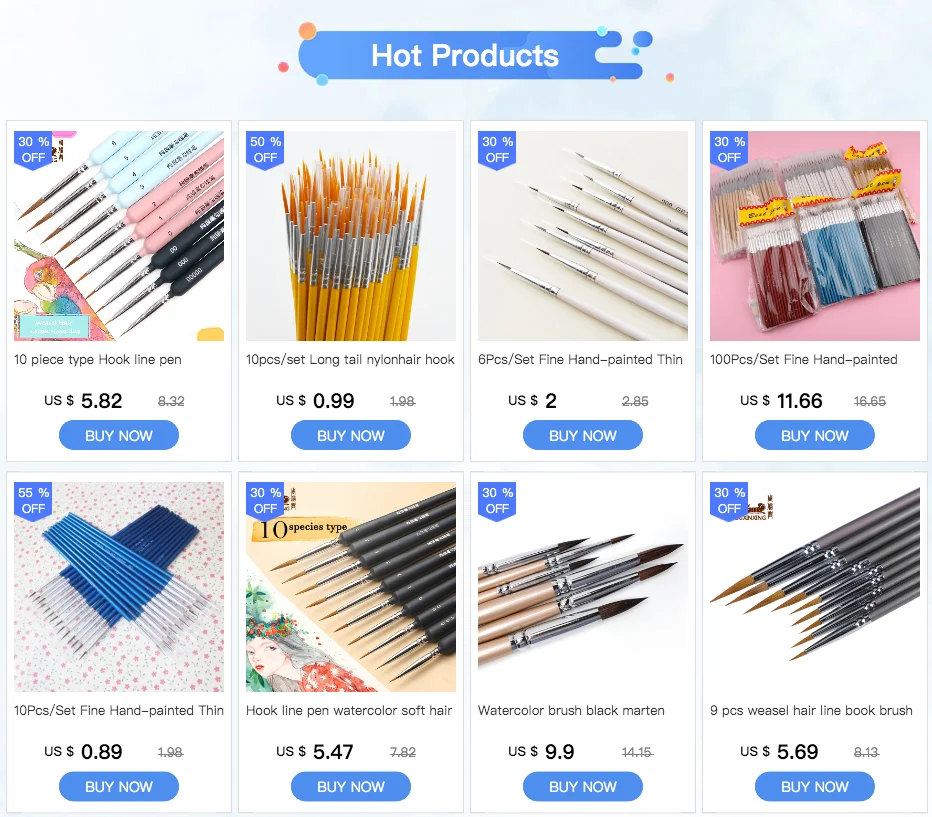 10 Pcs Artists Paint Brush Set Acrylic Watercolor Round Pointed Nylon Tip Hair Multifunction hook line short pointed Pen