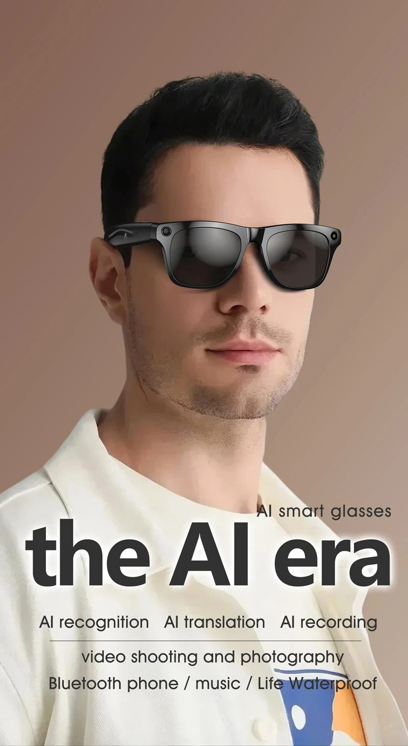 Lenovo 8KHD AI Camera Translation Glasses 1200MP Photochromic Smart Glasses Bluetooth Calling Photo Video ChatGPT Music for Men