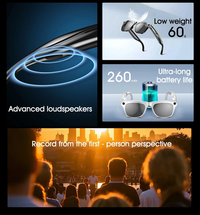 Lenovo 8KHD AI Camera Translation Glasses 1200MP Photochromic Smart Glasses Bluetooth Calling Photo Video ChatGPT Music for Men