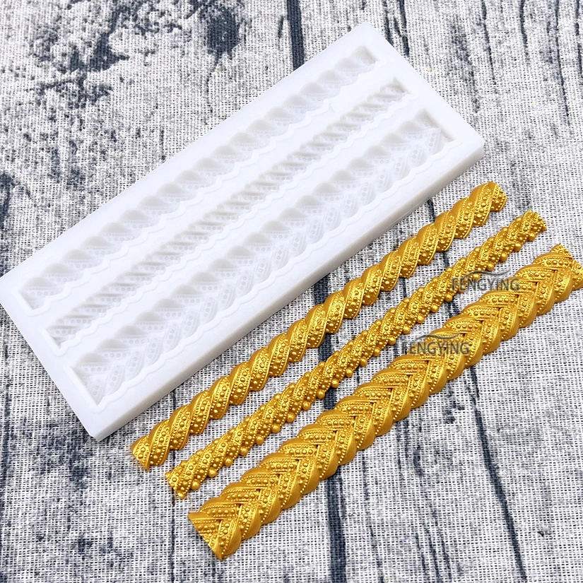 Pearl Rope Wave Flower Gemstone Shape Cake Side Lace Silicone Sugarcraft Mold Fondant Cake Decorating Tools