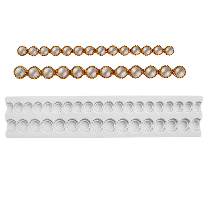 Pearl Rope Wave Flower Gemstone Shape Cake Side Lace Silicone Sugarcraft Mold Fondant Cake Decorating Tools