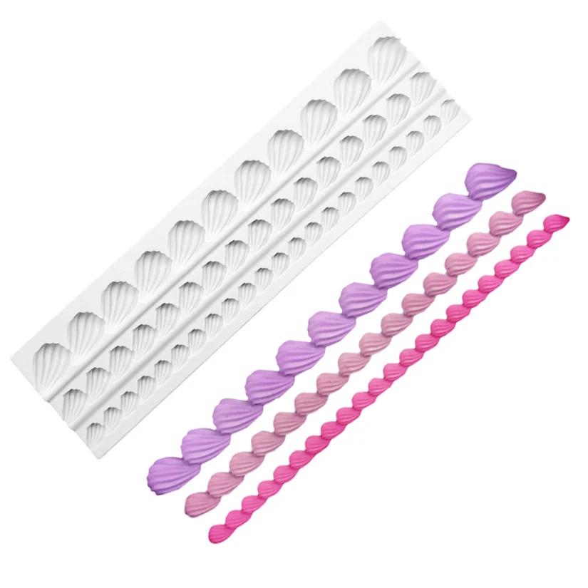 Pearl Rope Wave Flower Gemstone Shape Cake Side Lace Silicone Sugarcraft Mold Fondant Cake Decorating Tools