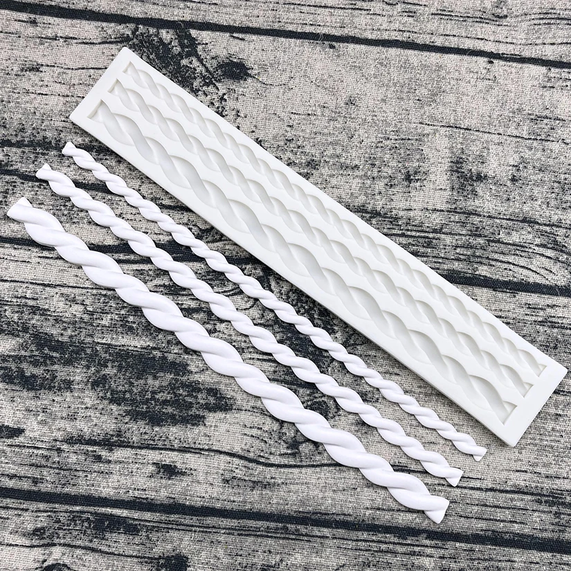 Pearl Rope Wave Flower Gemstone Shape Cake Side Lace Silicone Sugarcraft Mold Fondant Cake Decorating Tools