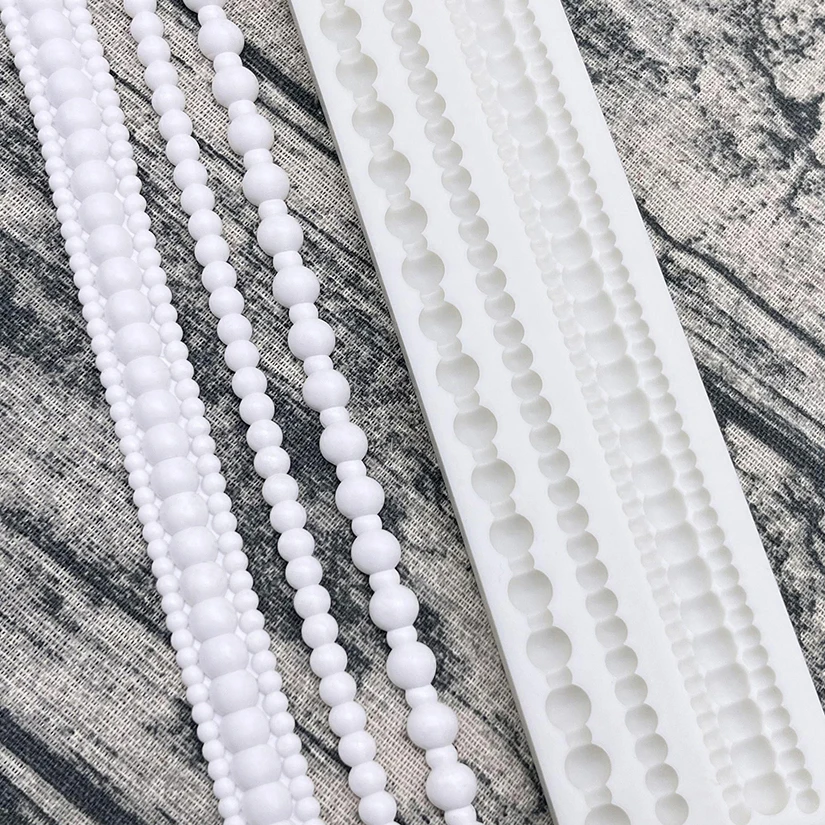 Pearl Rope Wave Flower Gemstone Shape Cake Side Lace Silicone Sugarcraft Mold Fondant Cake Decorating Tools