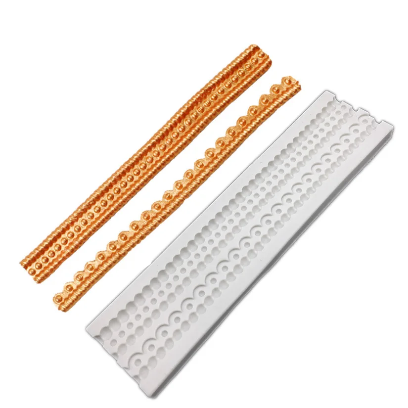 Pearl Rope Wave Flower Gemstone Shape Cake Side Lace Silicone Sugarcraft Mold Fondant Cake Decorating Tools