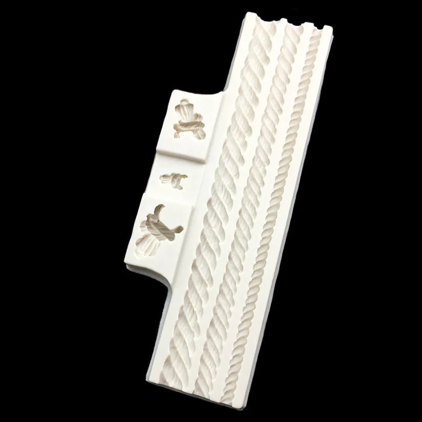 Pearl Rope Wave Flower Gemstone Shape Cake Side Lace Silicone Sugarcraft Mold Fondant Cake Decorating Tools