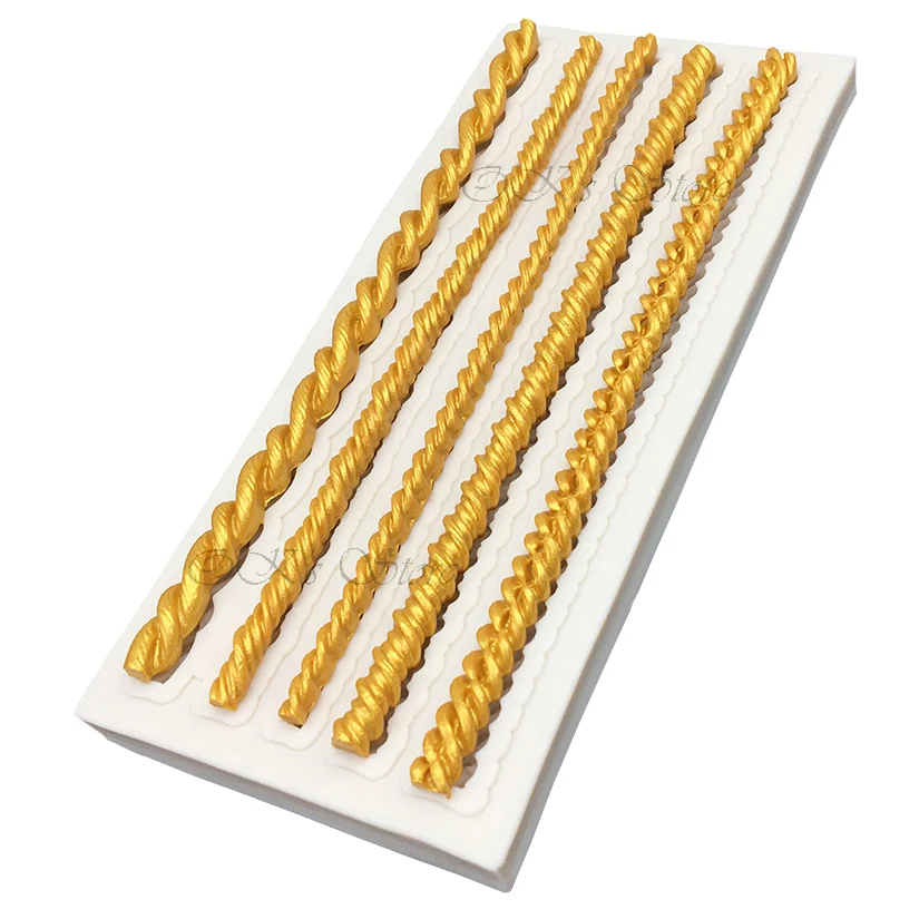 Pearl Rope Wave Flower Gemstone Shape Cake Side Lace Silicone Sugarcraft Mold Fondant Cake Decorating Tools