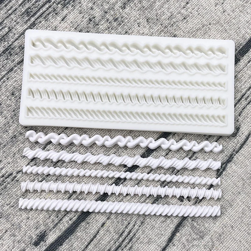 Pearl Rope Wave Flower Gemstone Shape Cake Side Lace Silicone Sugarcraft Mold Fondant Cake Decorating Tools