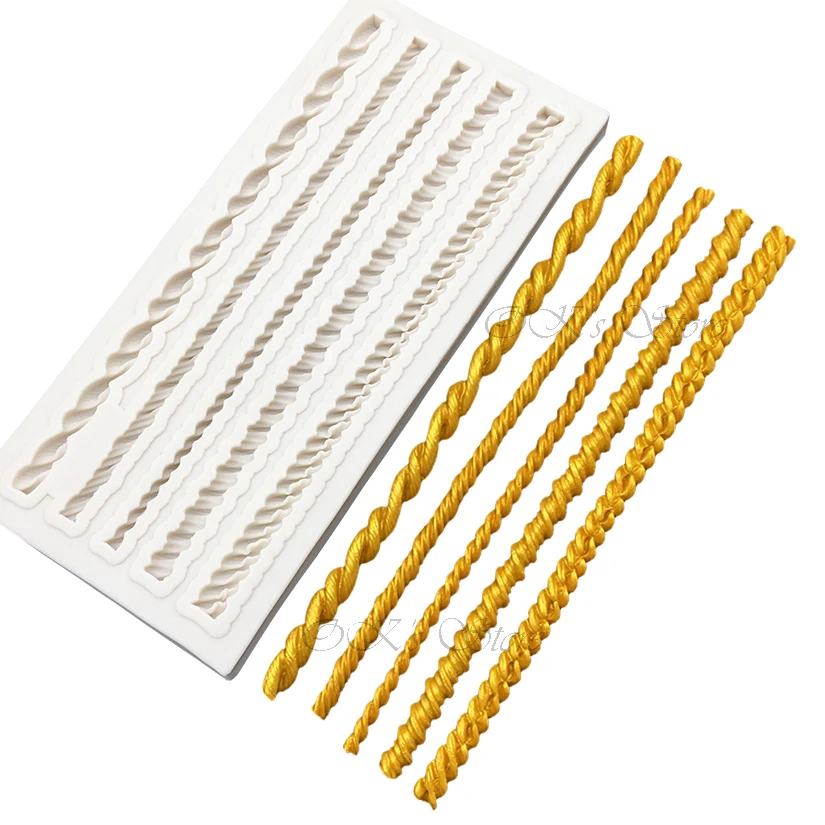 Pearl Rope Wave Flower Gemstone Shape Cake Side Lace Silicone Sugarcraft Mold Fondant Cake Decorating Tools