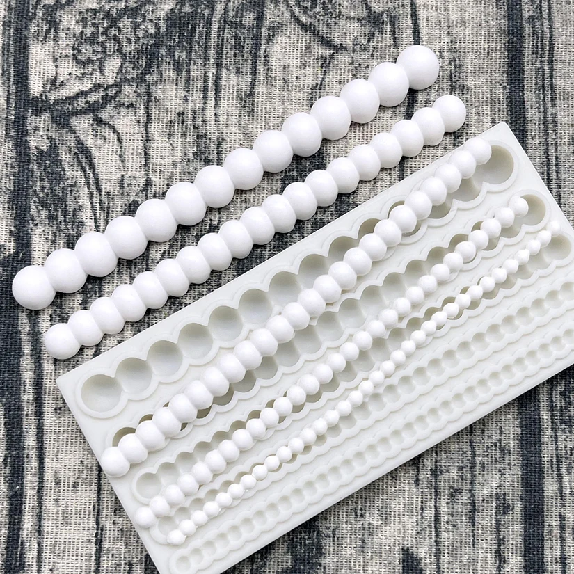 Pearl Rope Wave Flower Gemstone Shape Cake Side Lace Silicone Sugarcraft Mold Fondant Cake Decorating Tools