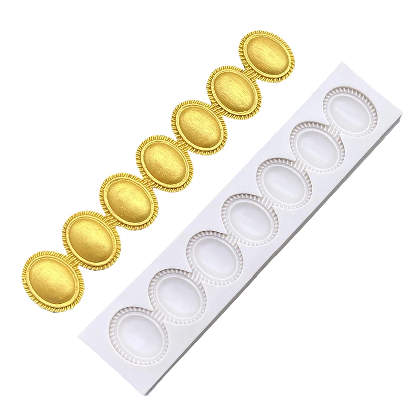 Pearl Rope Wave Flower Gemstone Shape Cake Side Lace Silicone Sugarcraft Mold Fondant Cake Decorating Tools