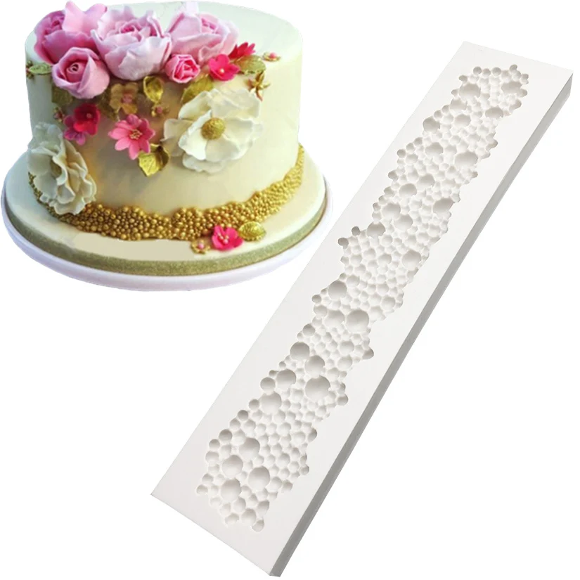 Pearl Rope Wave Flower Gemstone Shape Cake Side Lace Silicone Sugarcraft Mold Fondant Cake Decorating Tools