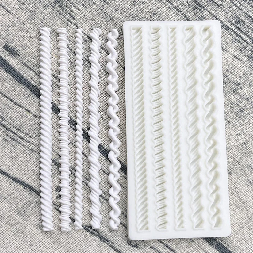Pearl Rope Wave Flower Gemstone Shape Cake Side Lace Silicone Sugarcraft Mold Fondant Cake Decorating Tools