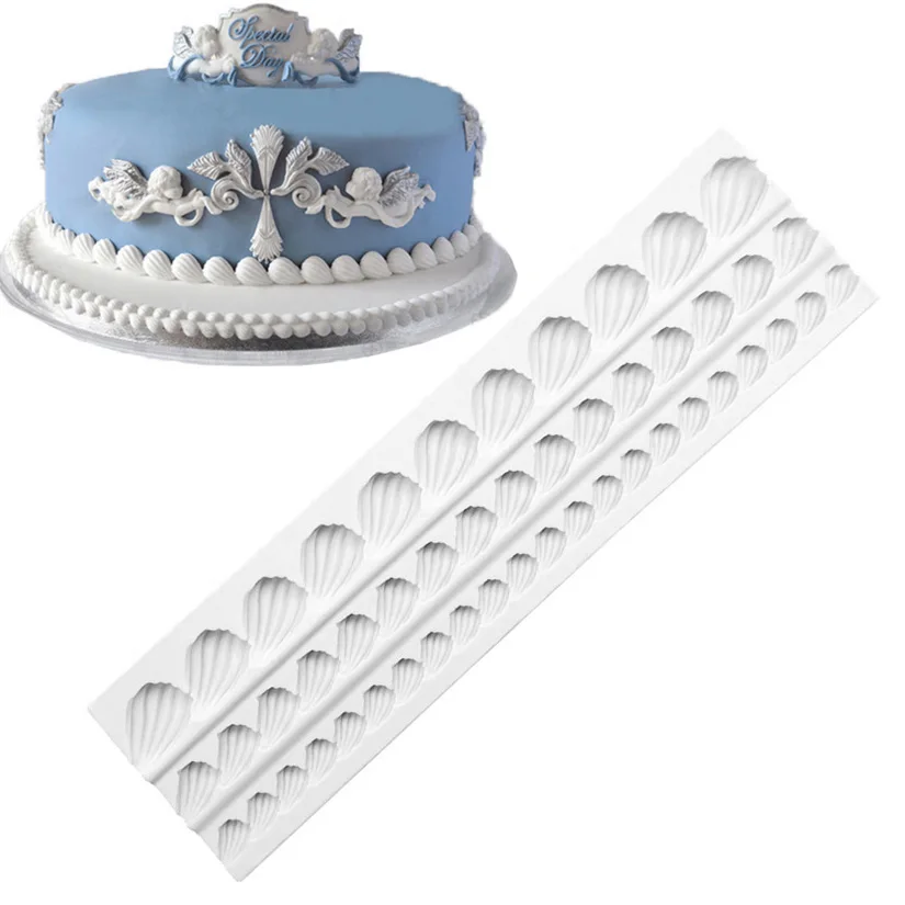Pearl Rope Wave Flower Gemstone Shape Cake Side Lace Silicone Sugarcraft Mold Fondant Cake Decorating Tools