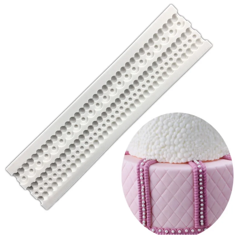 Pearl Rope Wave Flower Gemstone Shape Cake Side Lace Silicone Sugarcraft Mold Fondant Cake Decorating Tools