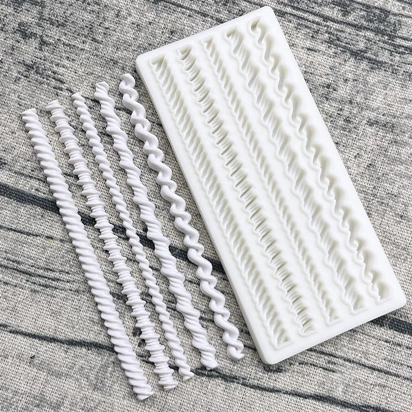 Pearl Rope Wave Flower Gemstone Shape Cake Side Lace Silicone Sugarcraft Mold Fondant Cake Decorating Tools