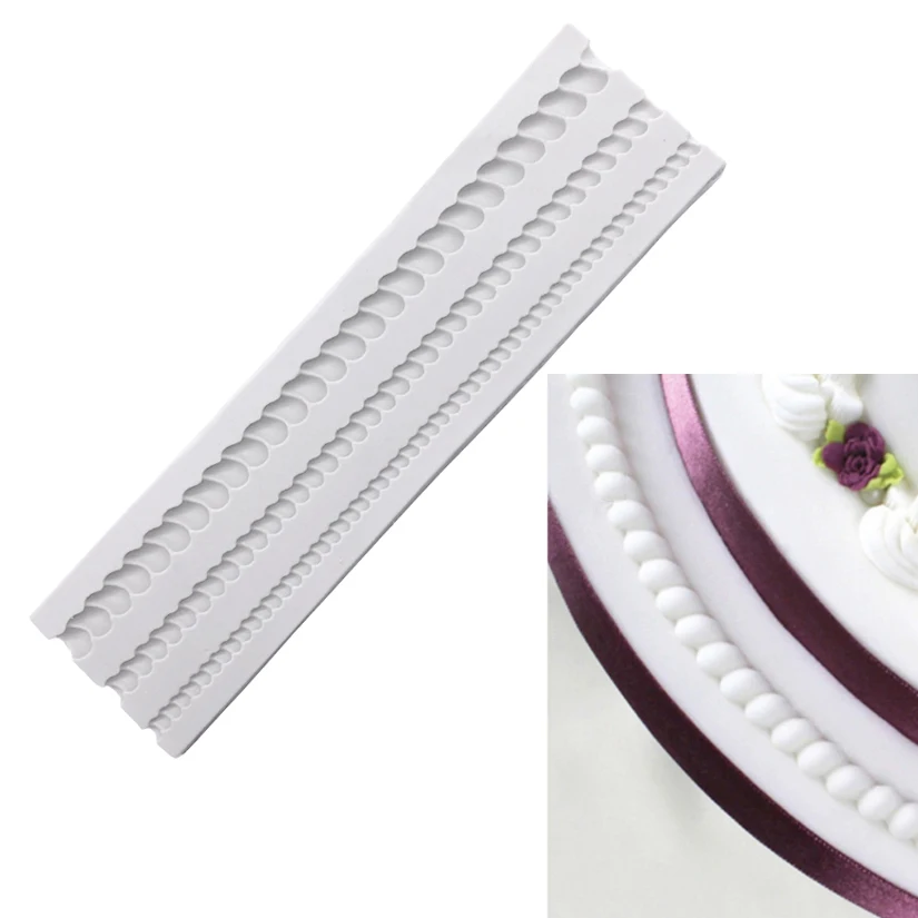 Pearl Rope Wave Flower Gemstone Shape Cake Side Lace Silicone Sugarcraft Mold Fondant Cake Decorating Tools