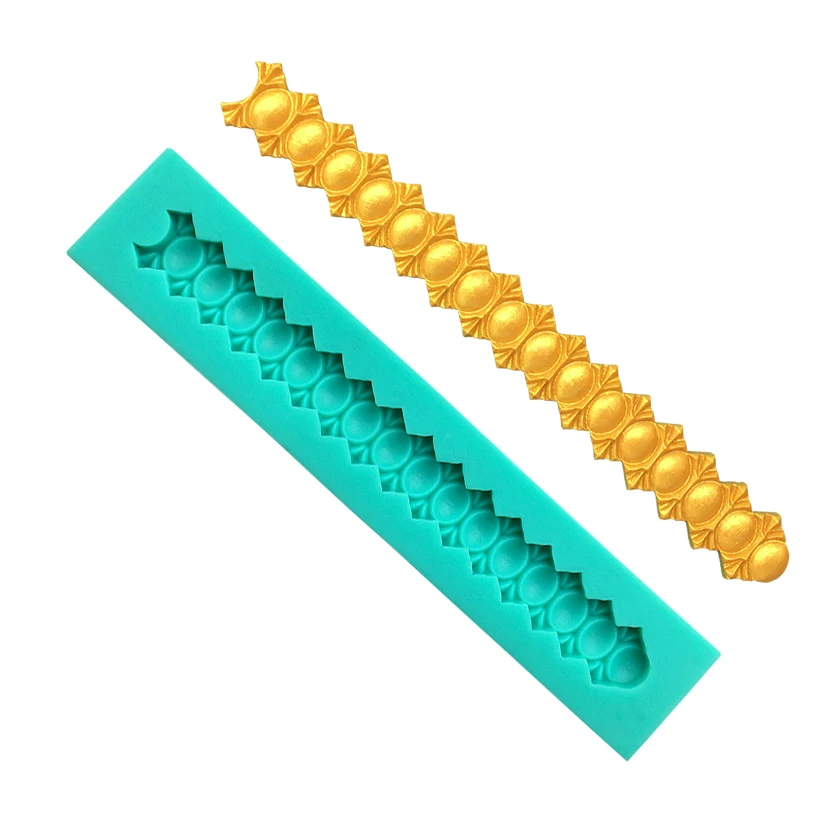 Pearl Rope Wave Flower Gemstone Shape Cake Side Lace Silicone Sugarcraft Mold Fondant Cake Decorating Tools