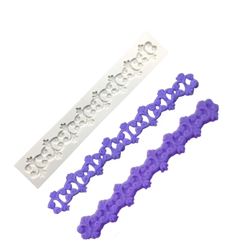 Pearl Rope Wave Flower Gemstone Shape Cake Side Lace Silicone Sugarcraft Mold Fondant Cake Decorating Tools