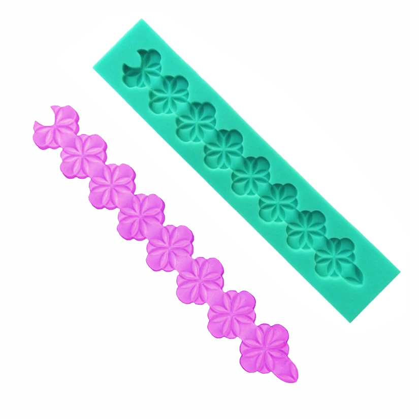 Pearl Rope Wave Flower Gemstone Shape Cake Side Lace Silicone Sugarcraft Mold Fondant Cake Decorating Tools
