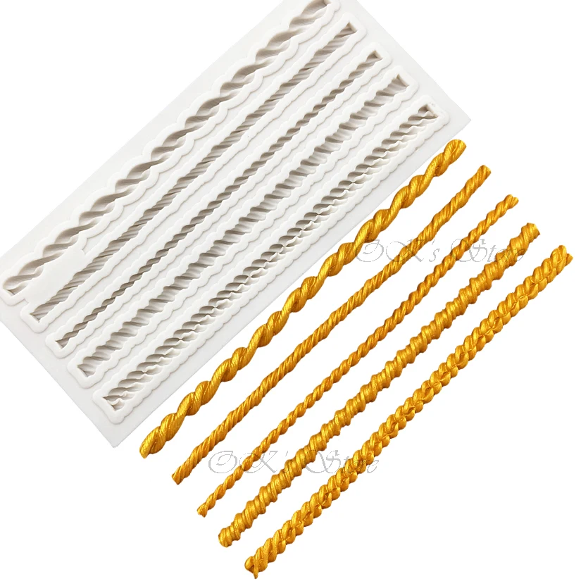 Pearl Rope Wave Flower Gemstone Shape Cake Side Lace Silicone Sugarcraft Mold Fondant Cake Decorating Tools