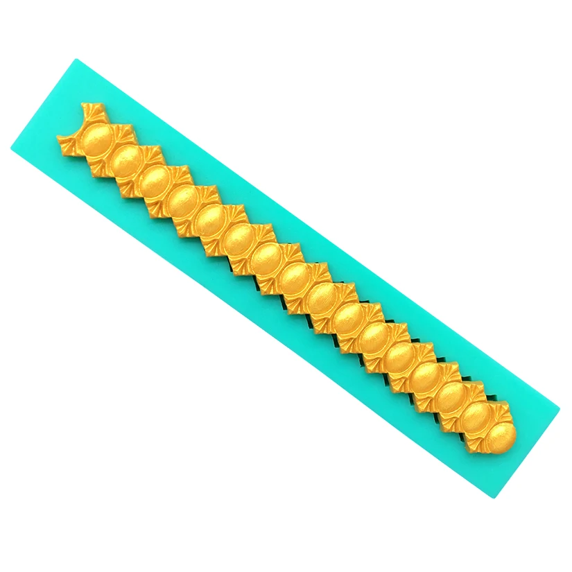 Pearl Rope Wave Flower Gemstone Shape Cake Side Lace Silicone Sugarcraft Mold Fondant Cake Decorating Tools
