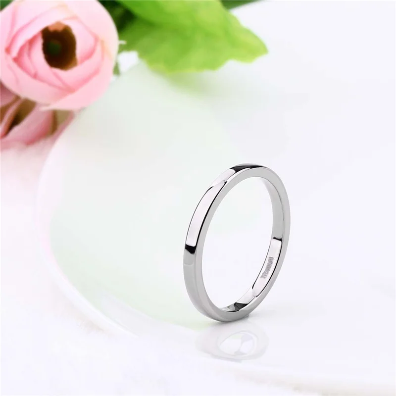 TIGRADE 2/4/6/8mm Mens Wedding Band Polished Women Titanium Simple Engagement Classic Rings Black Silver Color Lady anel 3-15
