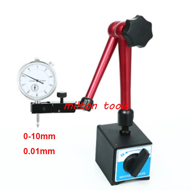 Hot 0-10mm Dial Indicator Universal Magnetic Stand Base Holder 0.8mm Dial Test Comparator For Equipment Calibration
