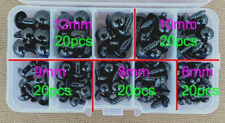 100pcs 10mm Eyeball Doll Accessories Black Plastic Plush Safety Eyes Amigurumi For Toys 6mm 8mm 12mm DIY Funny Toy Eyes Animal