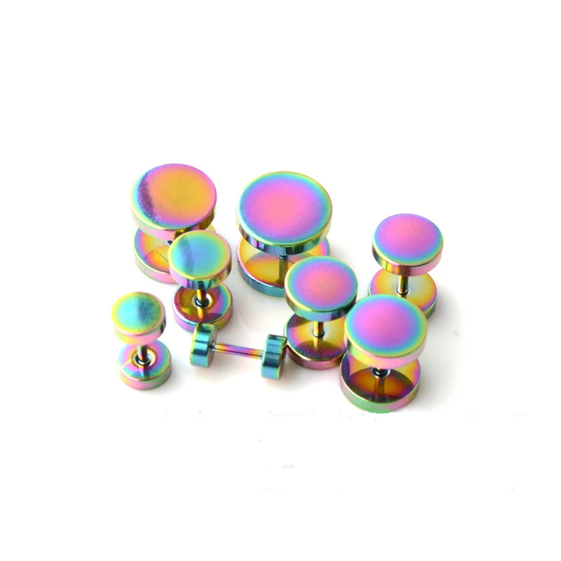 3~16mm Fake Piercing Tunnels Black Surgical Steel Fake Plug Cheater Ear Plugs Gauge Earring Body Jewelry Falso Plug Stretching