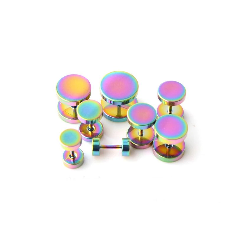3~16mm Fake Piercing Tunnels Black Surgical Steel Fake Plug Cheater Ear Plugs Gauge Earring Body Jewelry Falso Plug Stretching
