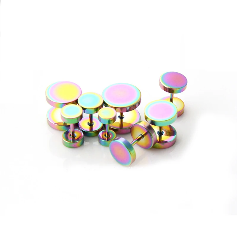 3~16mm Fake Piercing Tunnels Black Surgical Steel Fake Plug Cheater Ear Plugs Gauge Earring Body Jewelry Falso Plug Stretching