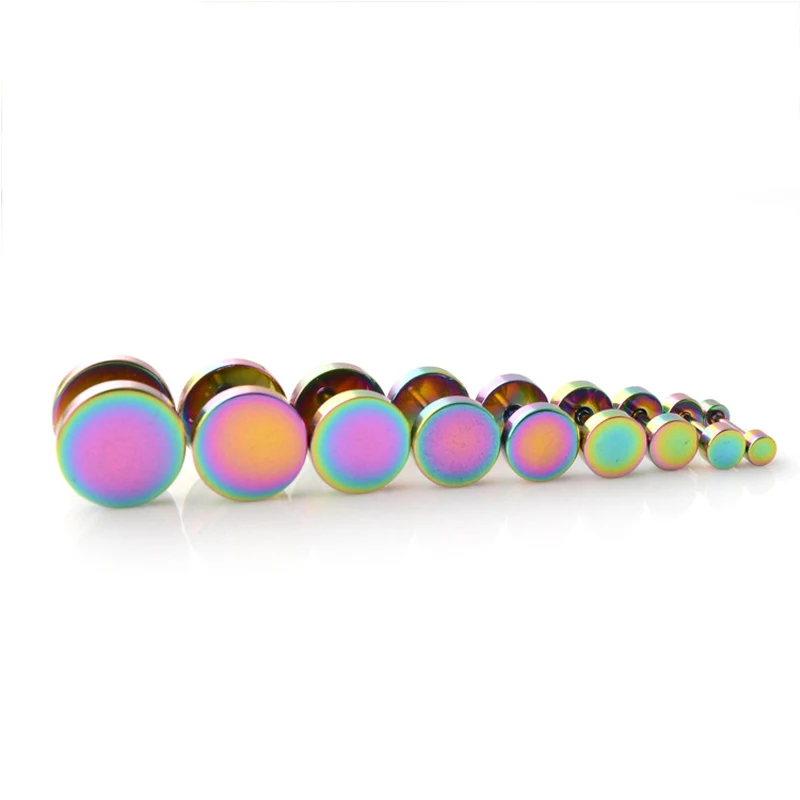 3~16mm Fake Piercing Tunnels Black Surgical Steel Fake Plug Cheater Ear Plugs Gauge Earring Body Jewelry Falso Plug Stretching