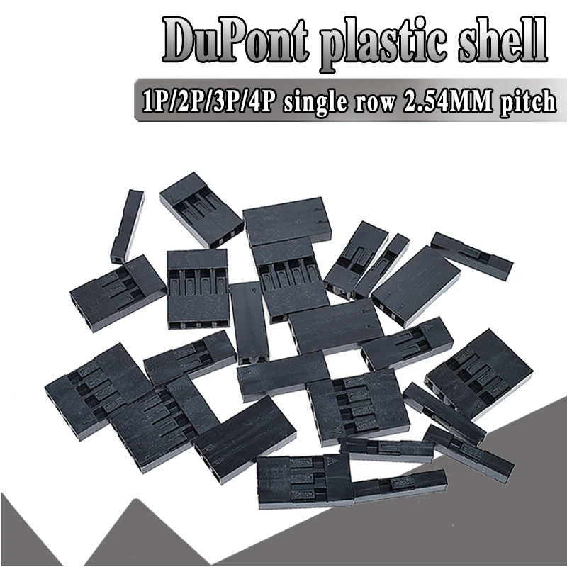 100PCS Dupont Head 2.54mm 1X 1P 2P 3P 4P 1X1P 1X2P Dupont Plastic Shell Pin Head Connector Jumper Wire Cable Housing Plug Female