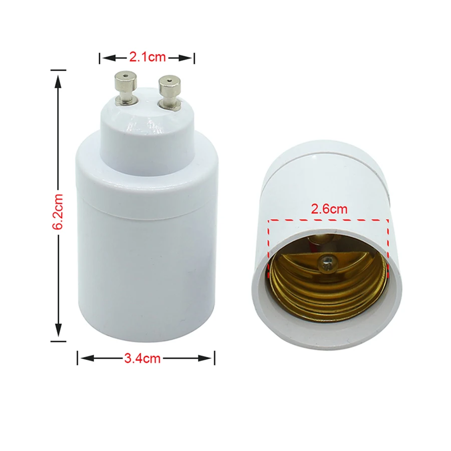 GU10 to E27 Bulb Base Adapter Bi-Pin Connector to Edison Screw Light Socket Converter Heat Resistant Up to 200℃ No Fire Hazard