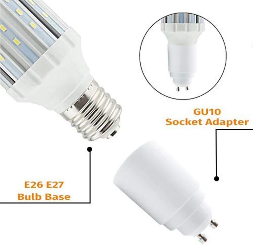 GU10 to E27 Bulb Base Adapter Bi-Pin Connector to Edison Screw Light Socket Converter Heat Resistant Up to 200℃ No Fire Hazard