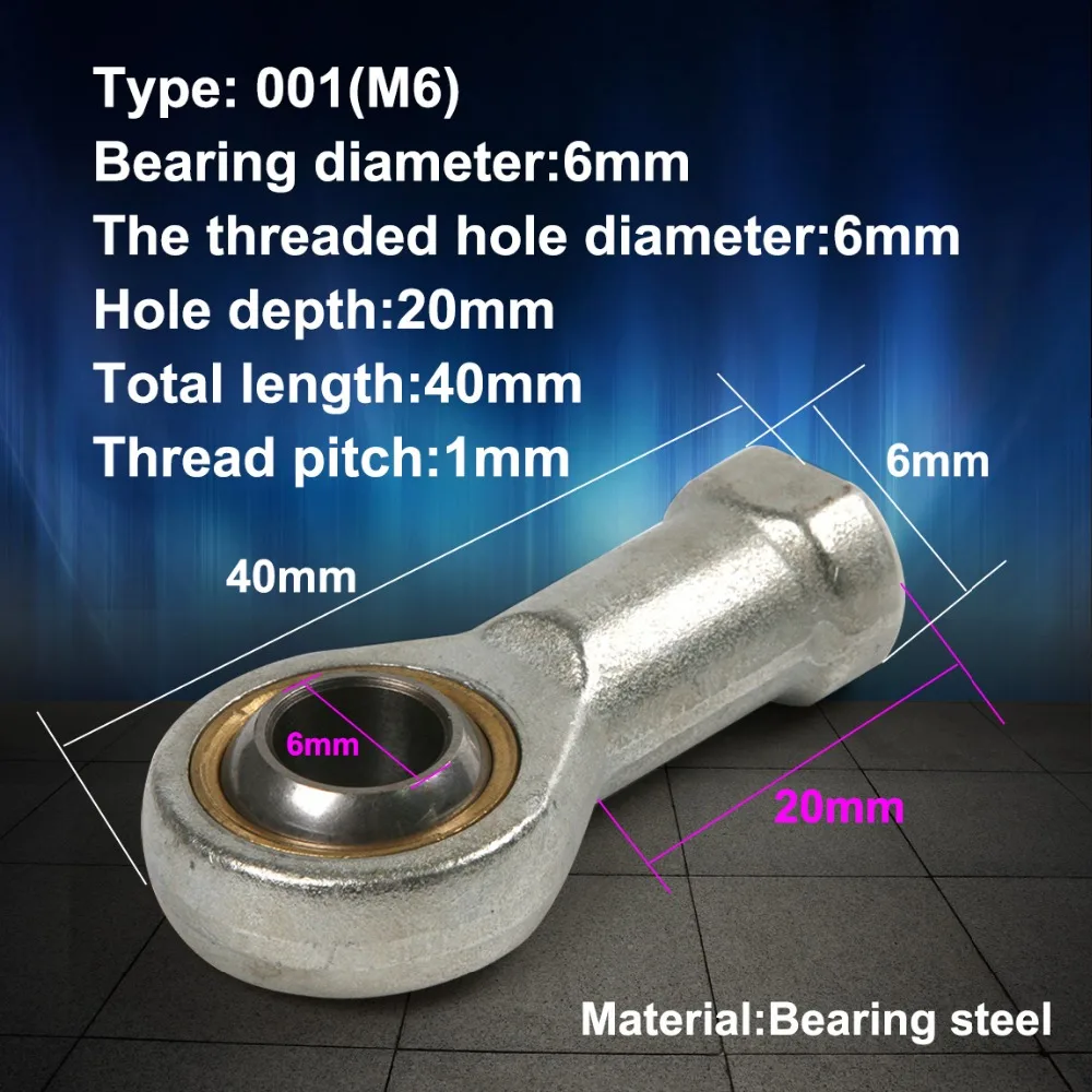1PCS M6 M8 M10 M12 M16 M18 Female Ball Bearing Right Thread Fish Eye Rod End Joint Bearing Oscillating Bearing Tools