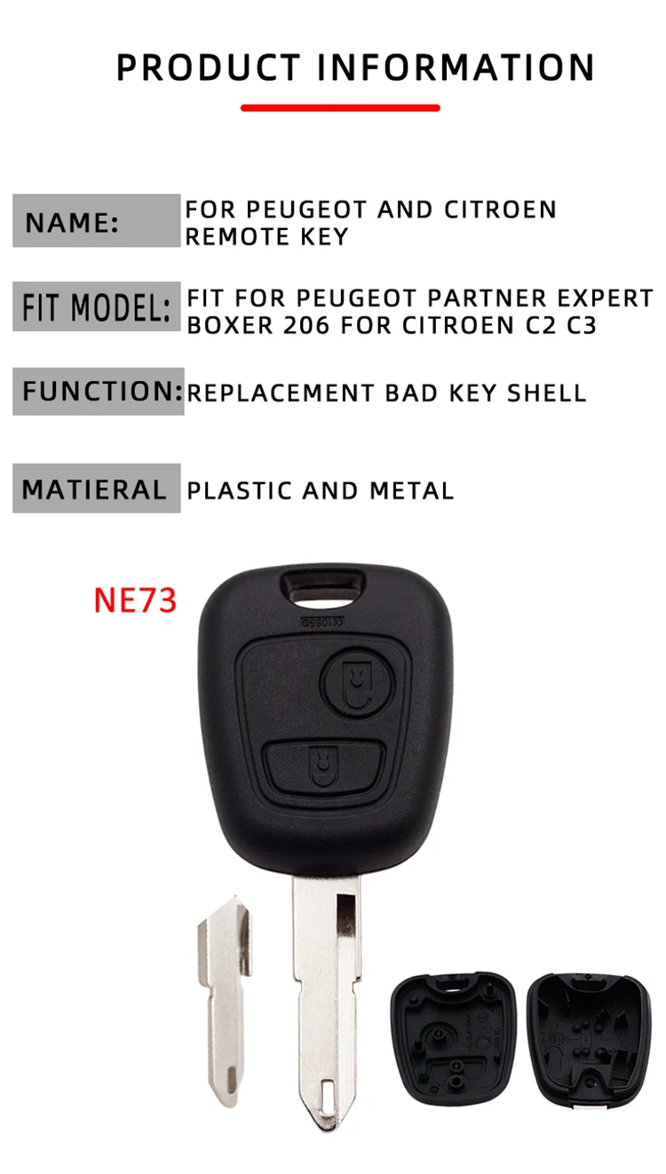 Xinyuexin Remote Car Key Fob for Citroen C1 C2 C3 C4 Saxo Picasso Xsara Picasso Peugeot 106 206 306 307 107 207 Key Ne73 Blade