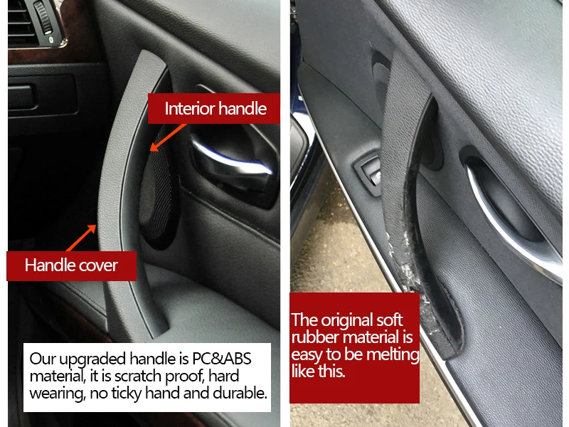 Left Right Interior Door Pull Handle with Cover Trim For BMW 3 Series E90 E91 E92 316 318 320 325 328i