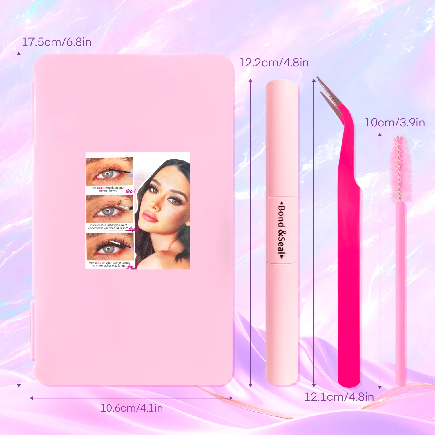 720/200pcs Eyelash Extension Kit Fluffy Eyelash Extension Kit with Lash Bond and Seal Lash Tweezers Thick Lash Clusters Wispy